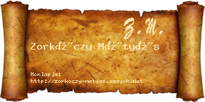 Zorkóczy Mátyás névjegykártya
